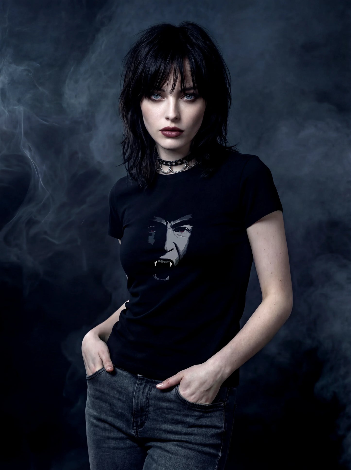 Crimson Gaze Dracula T-Shirt – Gothic Design for Dark Fashion - darkelegance