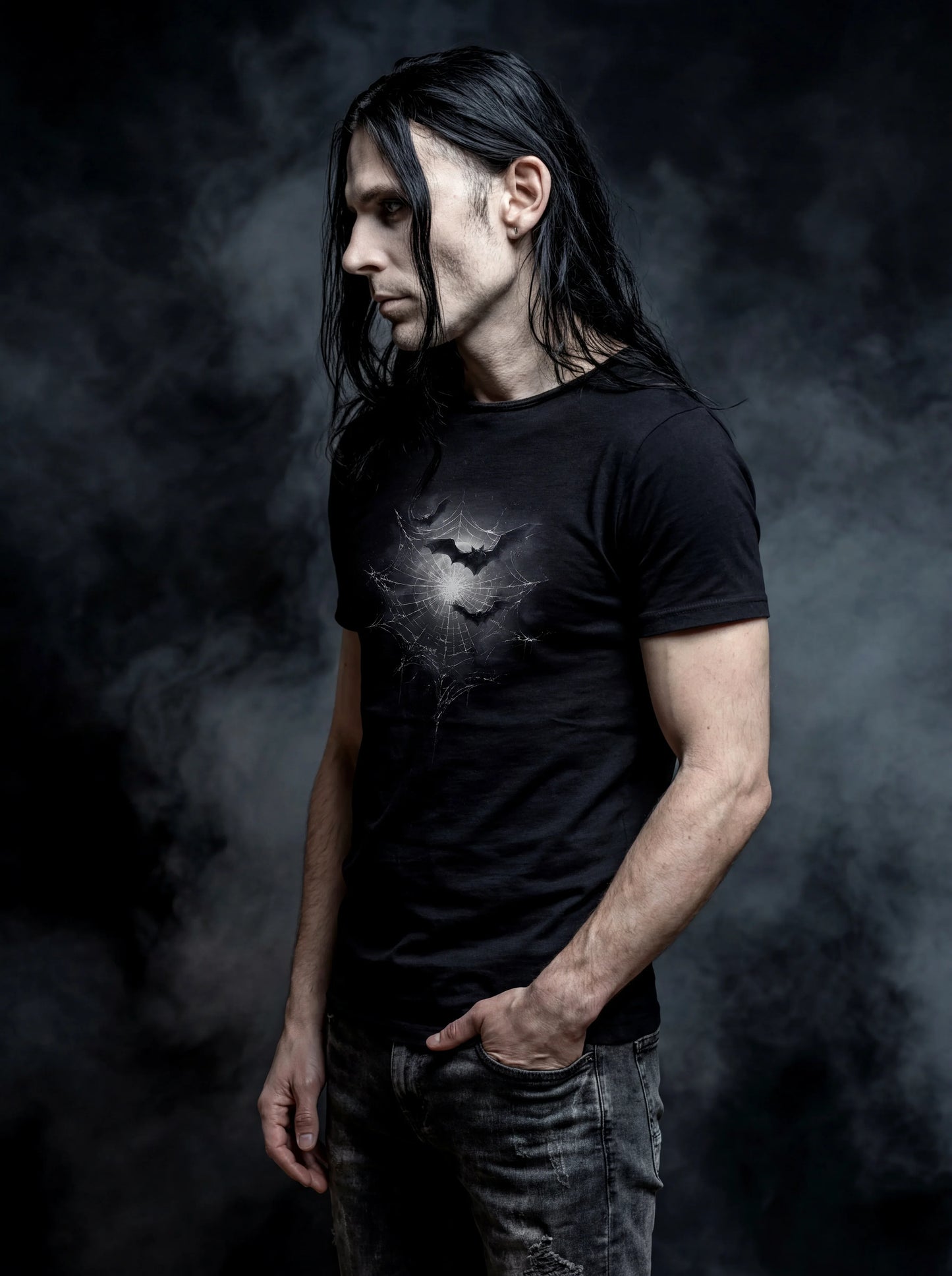 Web Of Night T-Shirt – Gothic Design for Dark Fashion - darkelegance