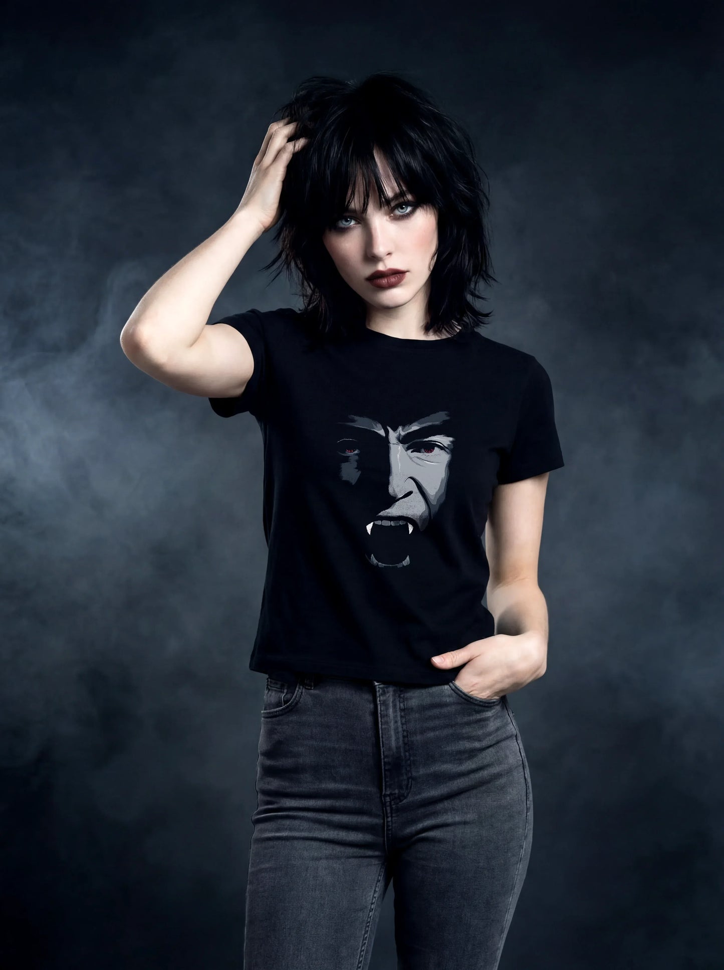 Crimson Gaze Dracula T-Shirt – Gothic Design for Dark Fashion - darkelegance