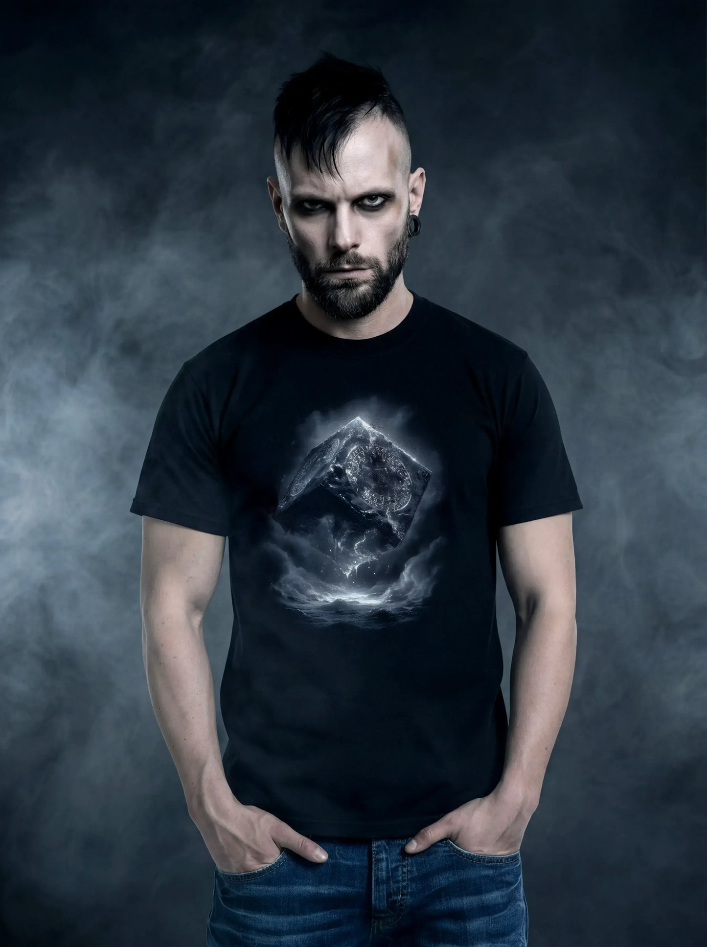 Runic Void Monolith T-Shirt – Gothic Design for Dark Fashion - darkelegance