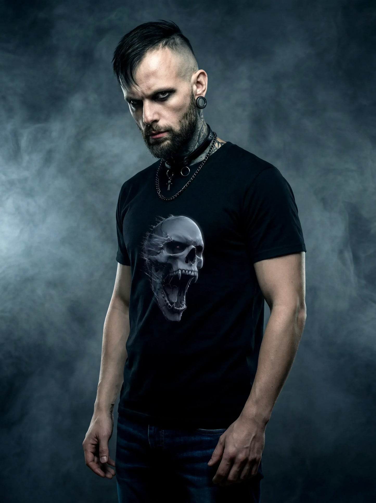 Shardfang Skull Scream T-Shirt – Gothic Design for Dark Fashion - darkelegance