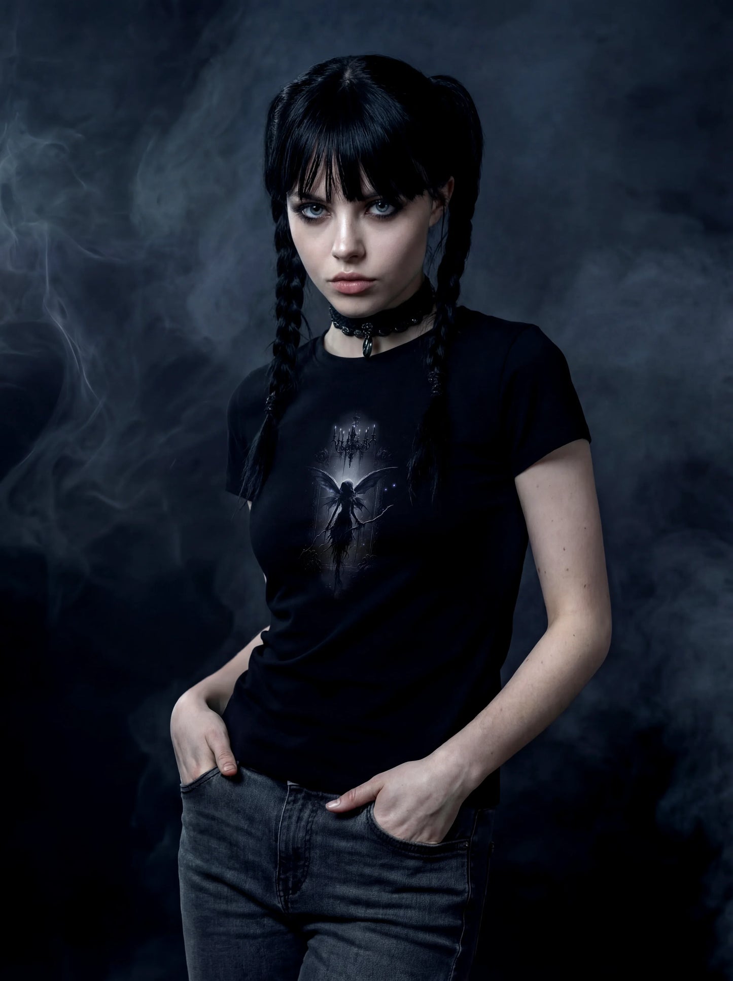 Chandelier Wraith T-Shirt – Gothic Design for Dark Fashion - darkelegance