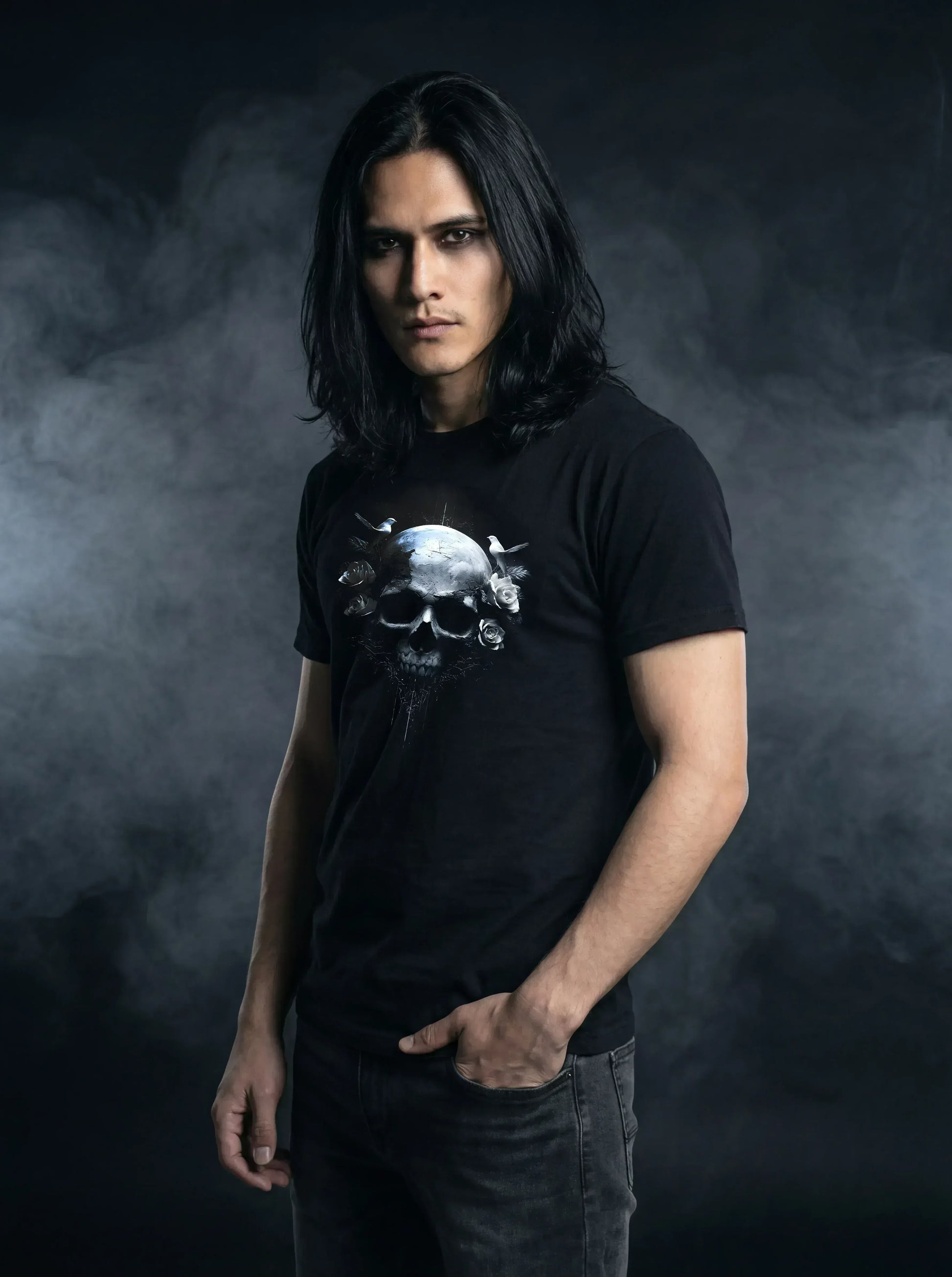 Silent Requiem Skull T-Shirt – Gothic Design for Dark Fashion - darkelegance