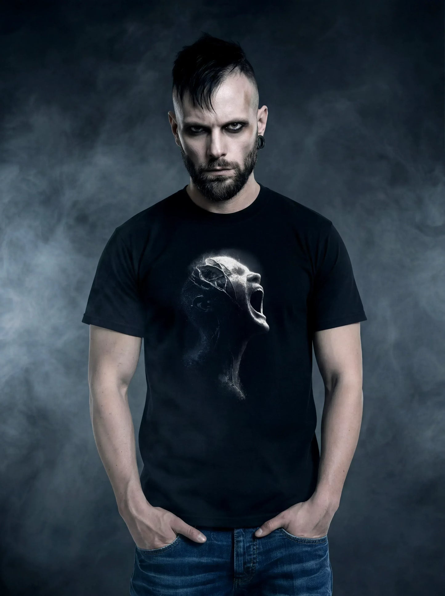 Silent Howl Wraith T-Shirt – Gothic Design for Dark Fashion - darkelegance