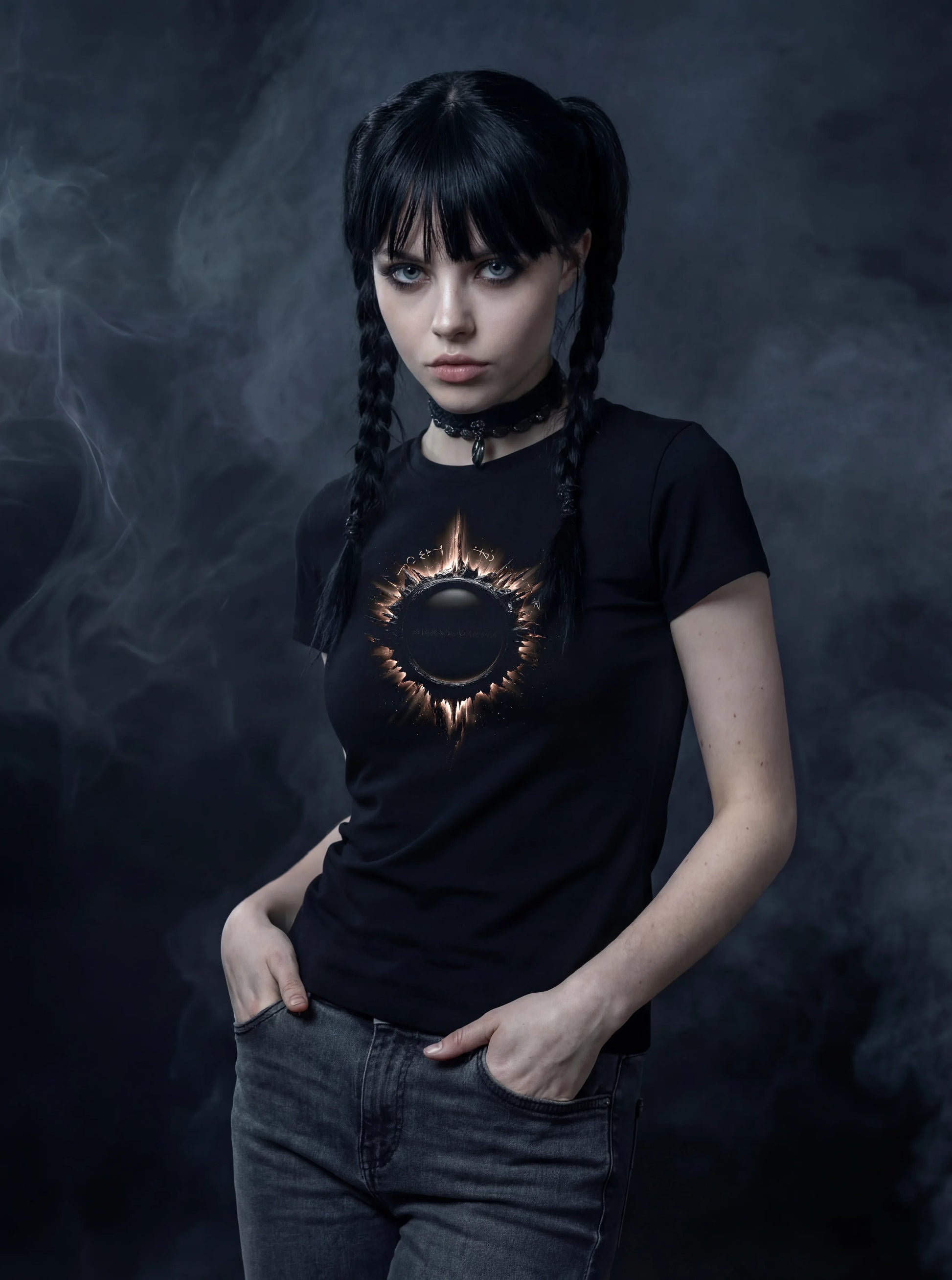 Eclipse of the Abyss T-Shirt – Gothic Solar Eclipse Design - darkelegance