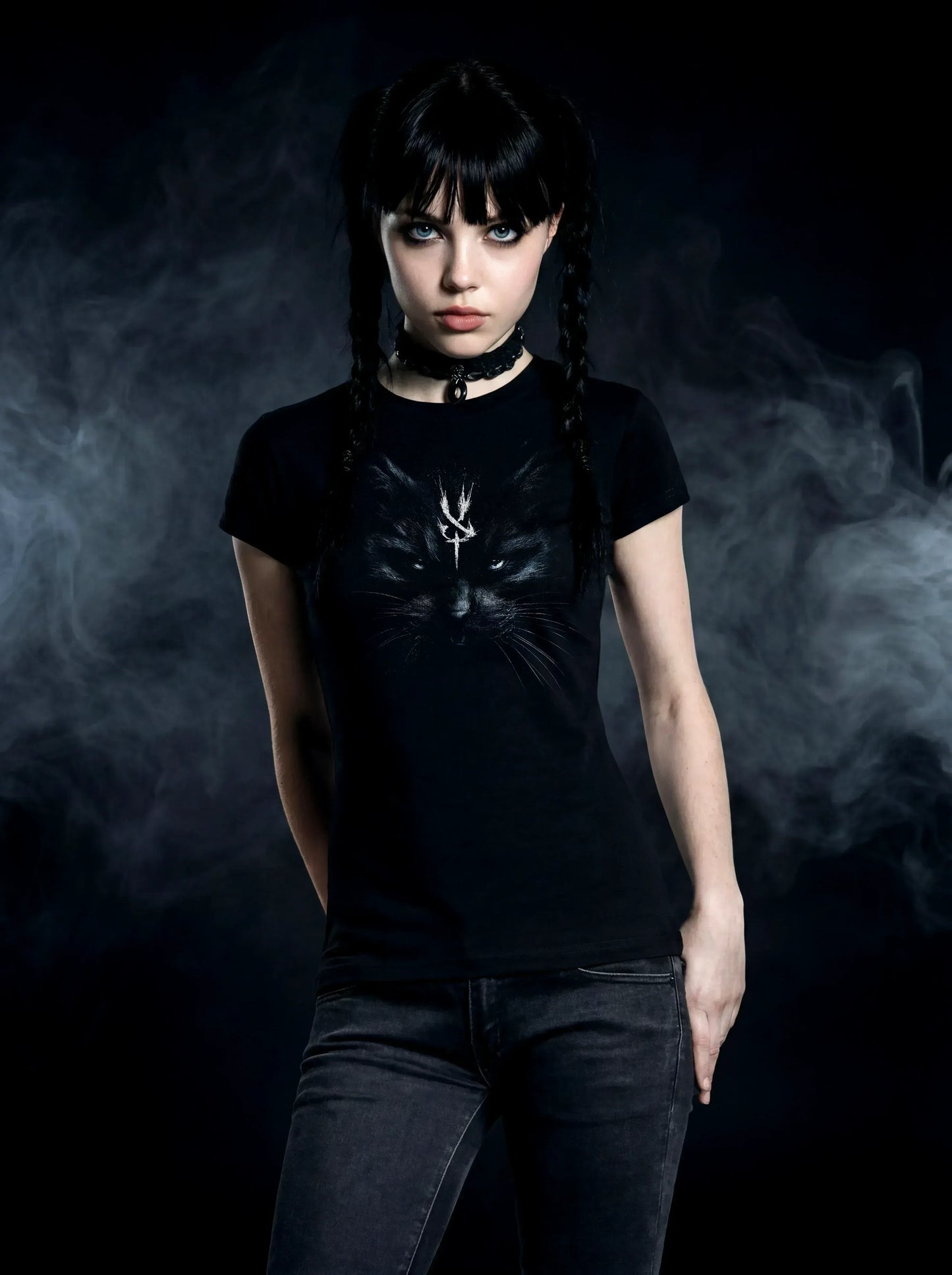 Sigil Night Cat T-Shirt – Gothic Design for Dark Fashion - darkelegance