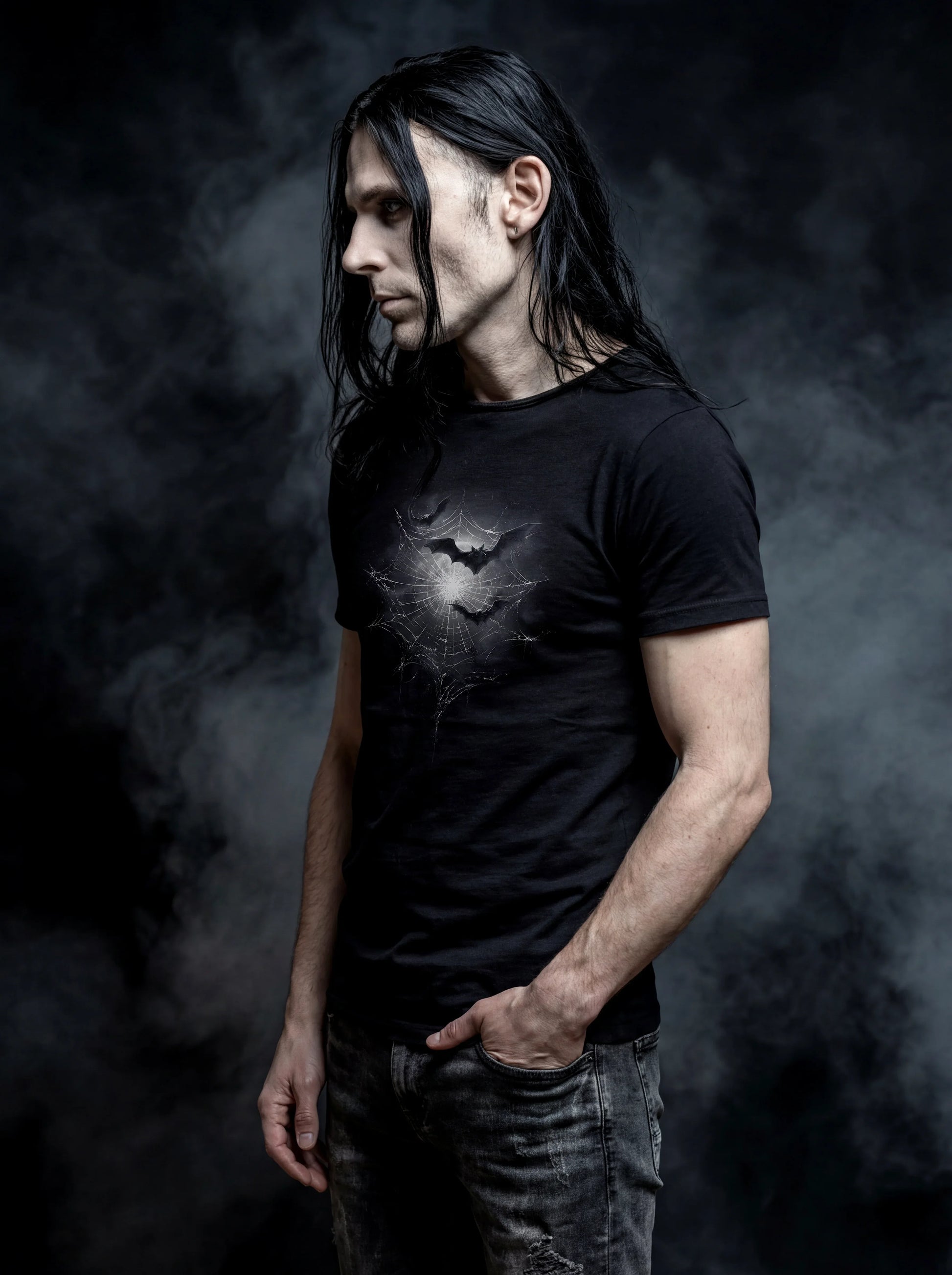 Web Of Night T-Shirt – Gothic Design for Dark Fashion - darkelegance