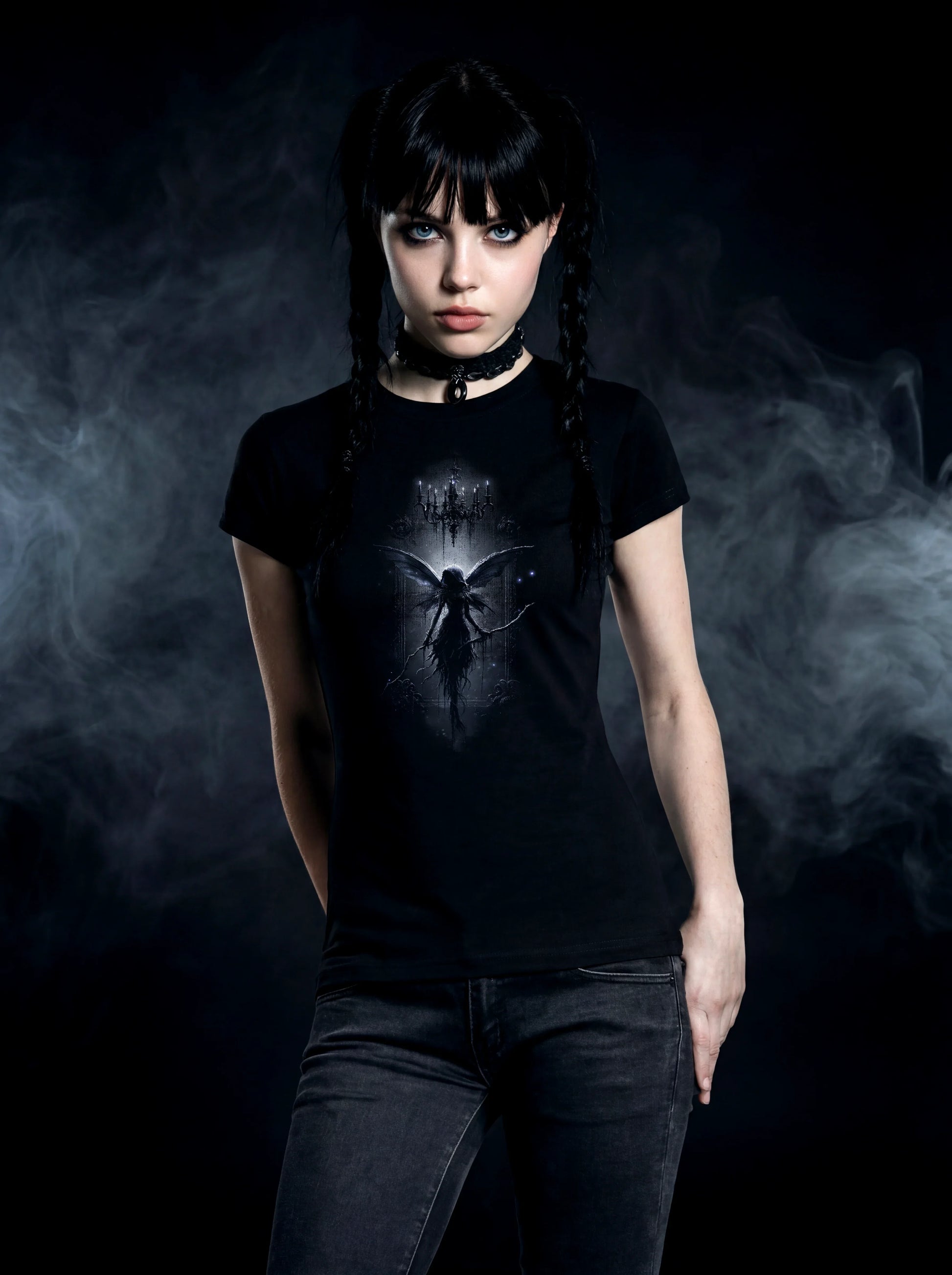 Chandelier Wraith T-Shirt – Gothic Design for Dark Fashion - darkelegance
