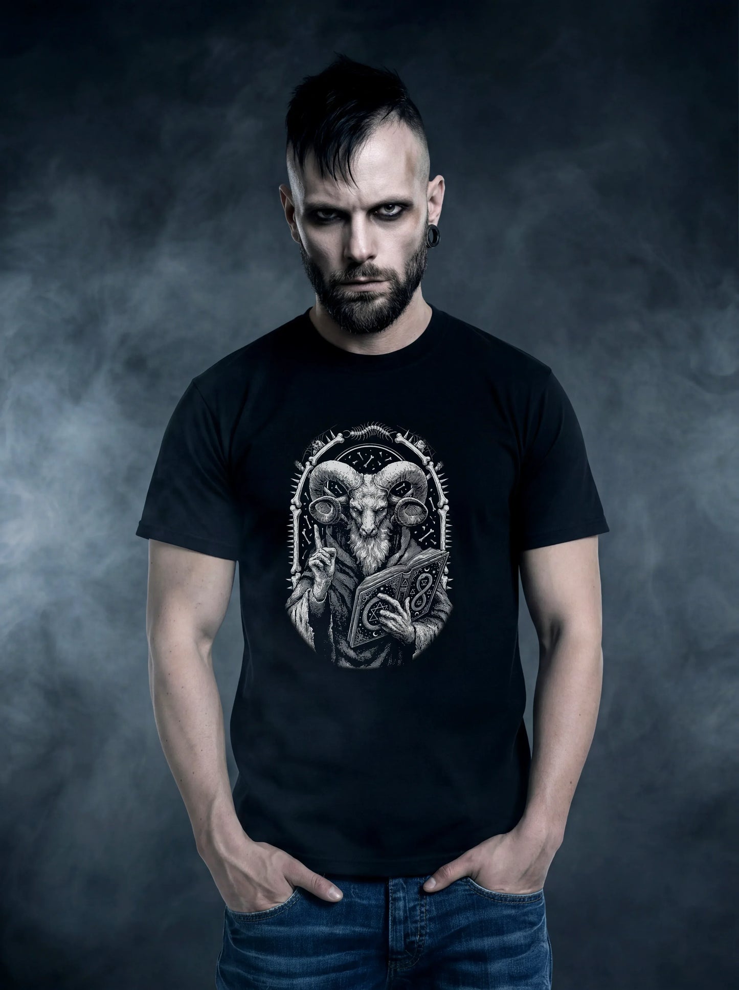 Arcane Ram T-Shirt – Gothic Design for Dark Fashion - darkelegance