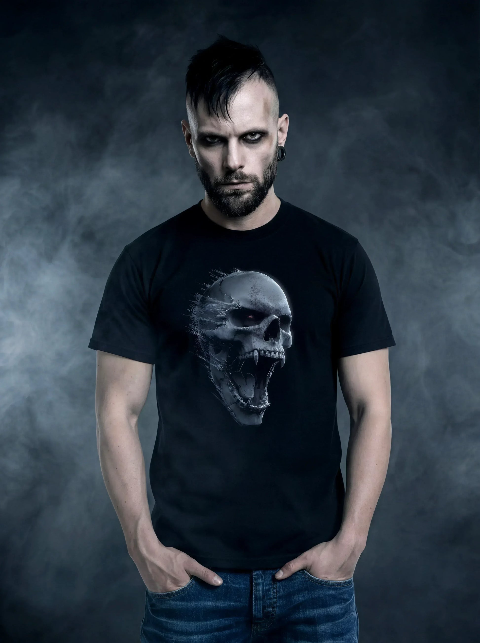 Shardfang Skull Scream T-Shirt – Gothic Design for Dark Fashion - darkelegance