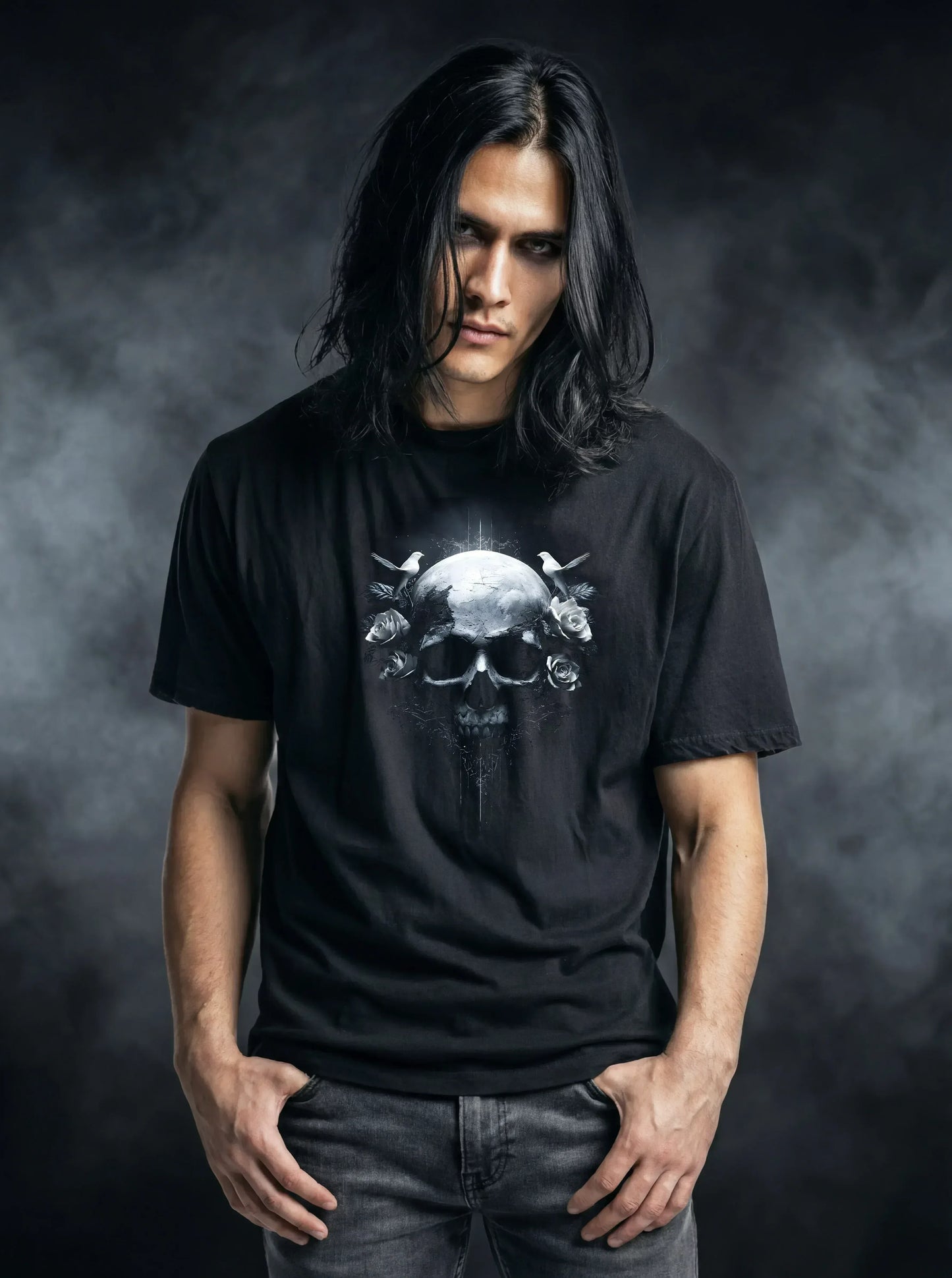 Silent Requiem Skull T-Shirt – Gothic Design for Dark Fashion - darkelegance