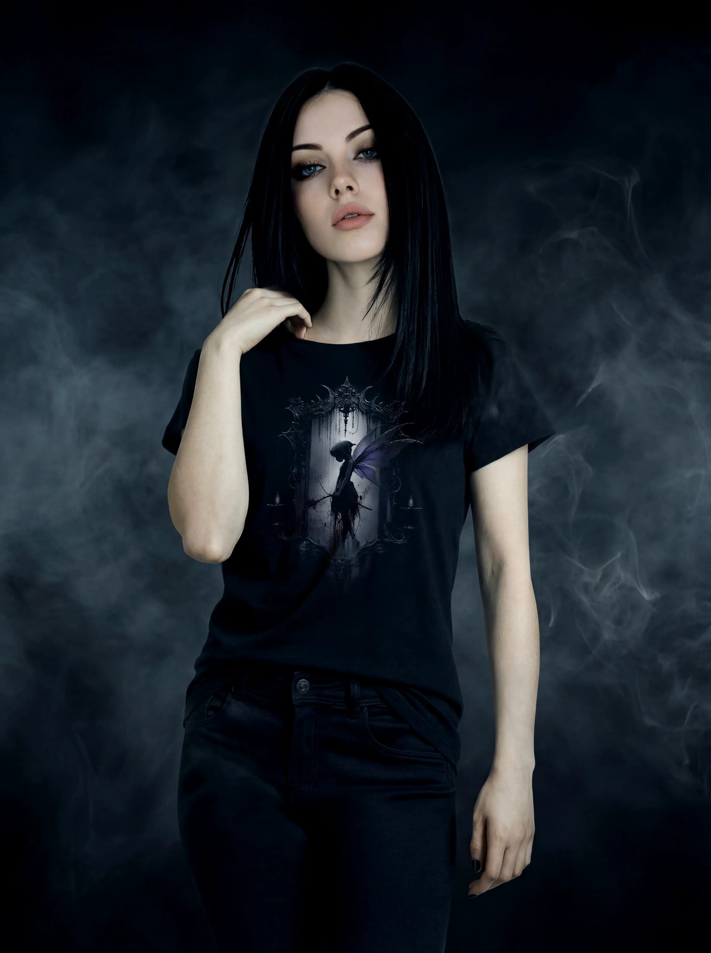 Violet Wing Wraith T-Shirt – Gothic Design for Dark Fashion - darkelegance