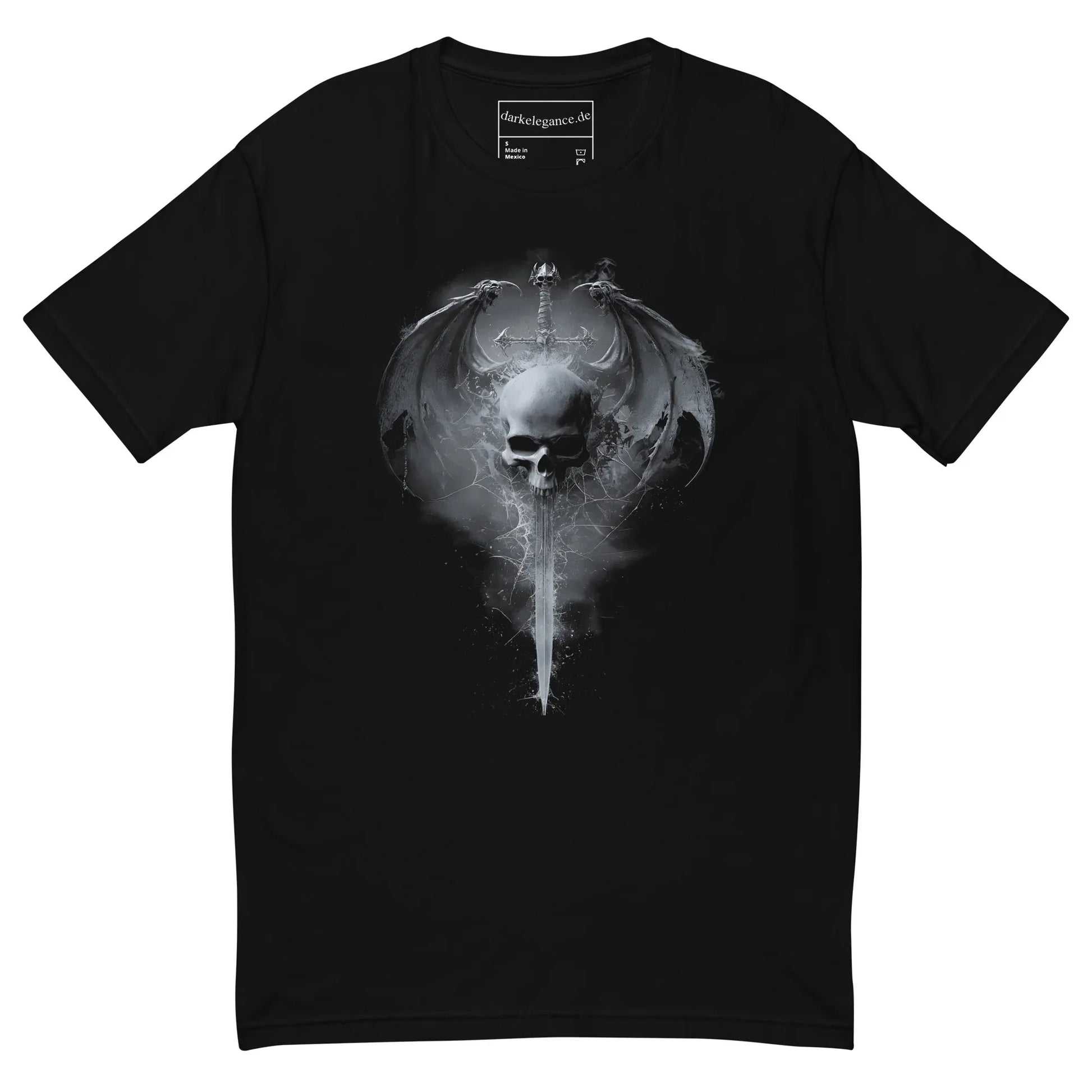 Winged Skull Blade T-Shirt – Gothic Design for Dark Fashion - darkelegance