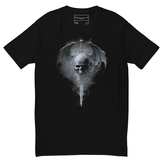 Winged Skull Blade T-Shirt – Gothic Design for Dark Fashion - darkelegance
