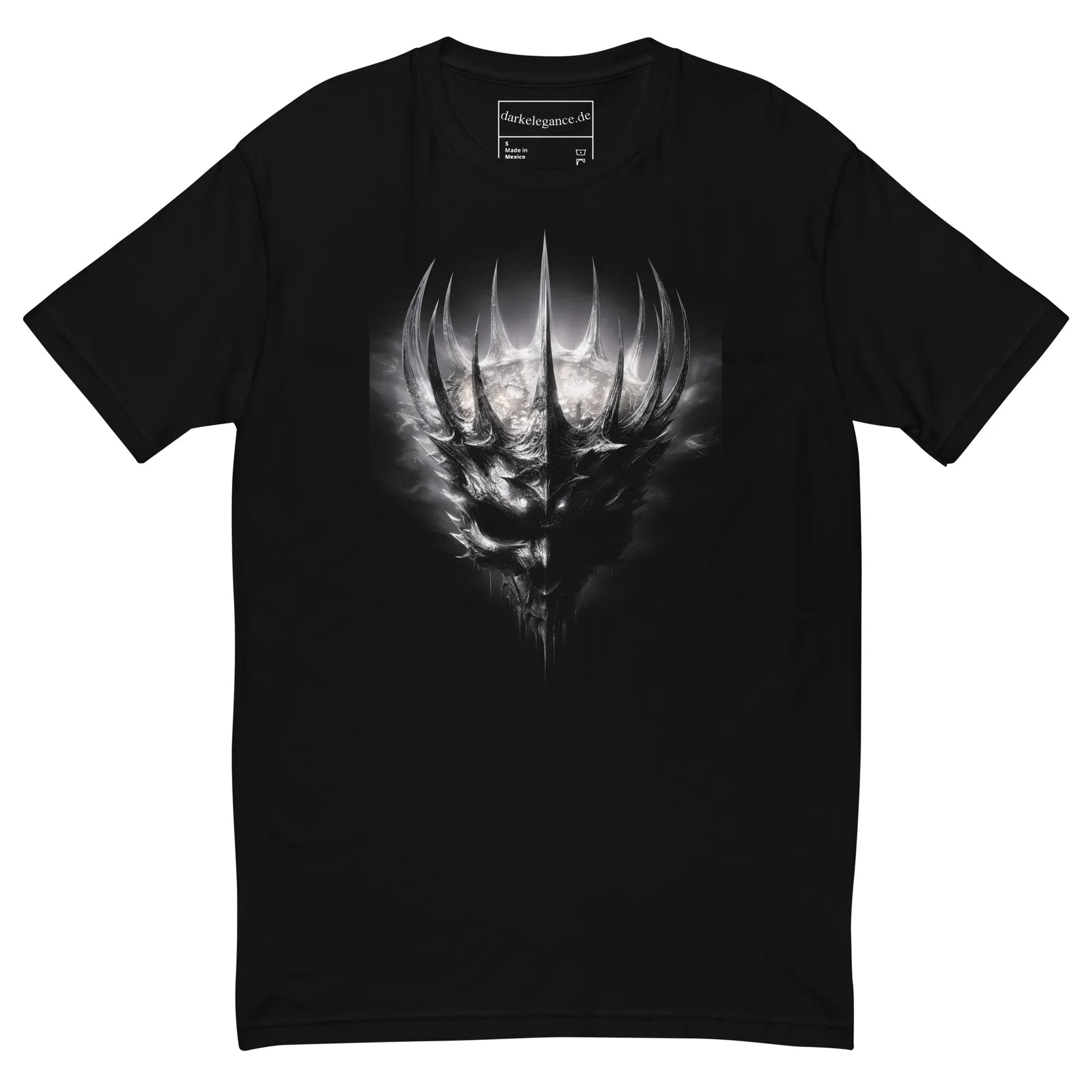 Crown of Thorns and Shadows T-Shirt – Gothic Demon Skull Design - darkelegance