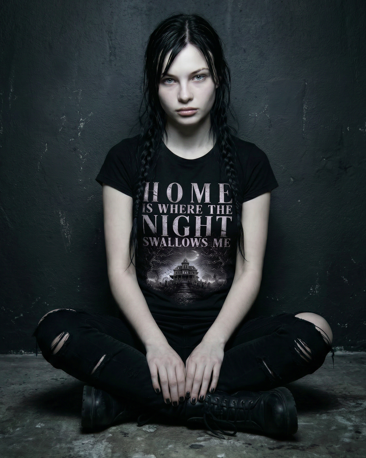 Home Is Where the Night Swallows Me Gotische Geisterhaus-Design – Damen Relaxed T-Shirt