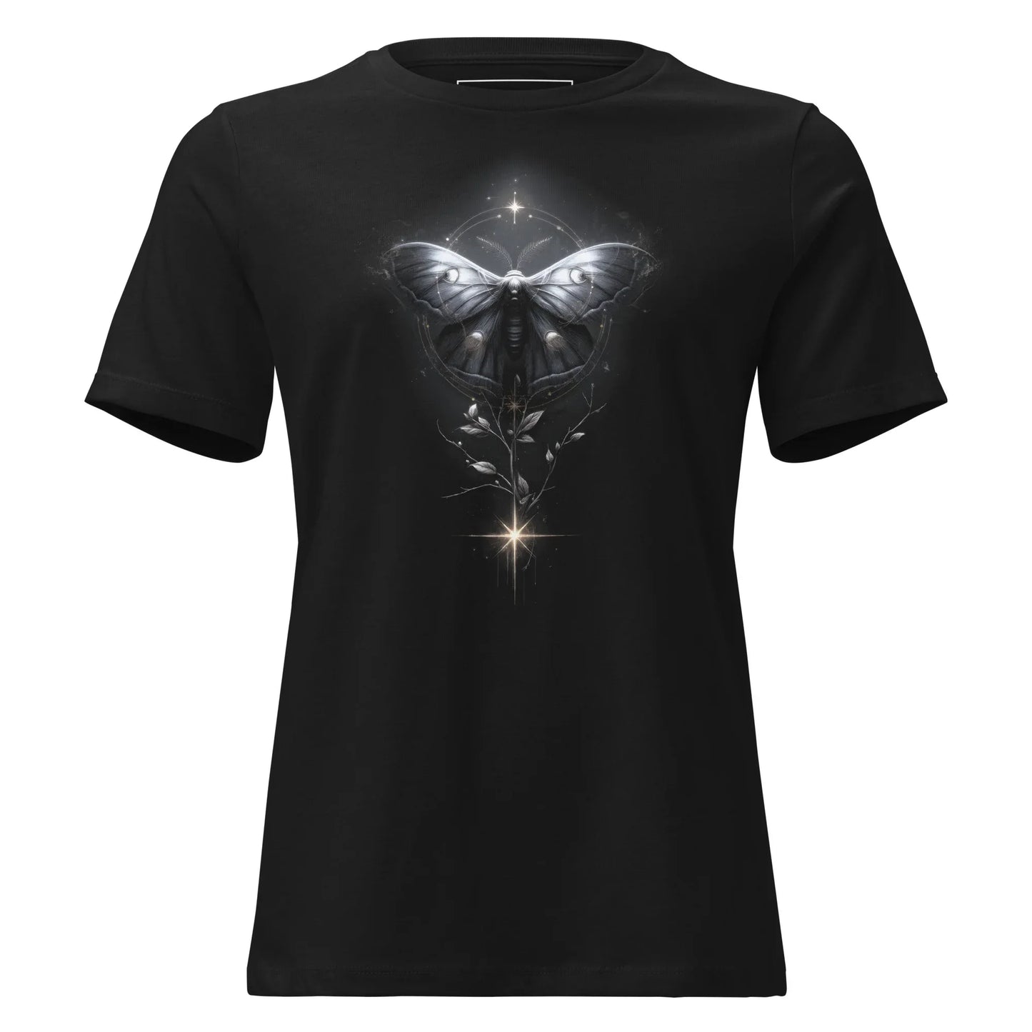 Celestial Luna Moth T-Shirt – Gothic Design for Dark Fashion - darkelegance