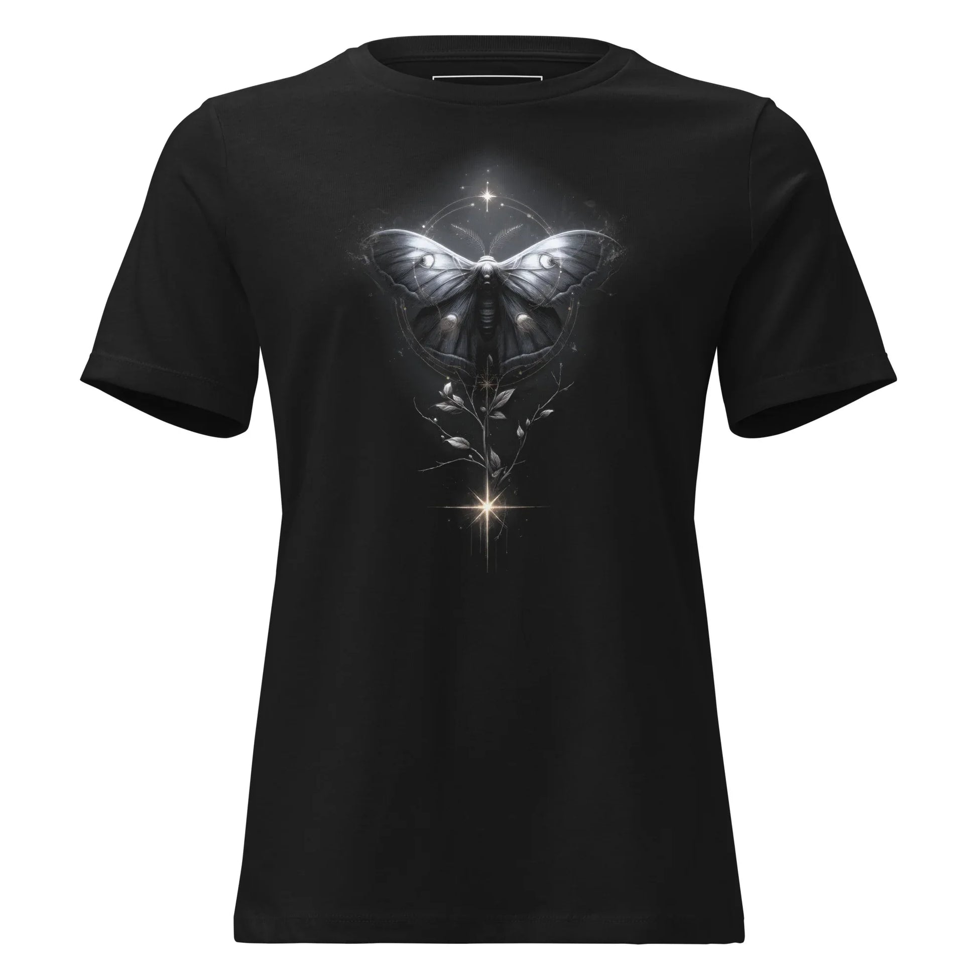 Celestial Luna Moth T-Shirt – Gothic Design for Dark Fashion - darkelegance