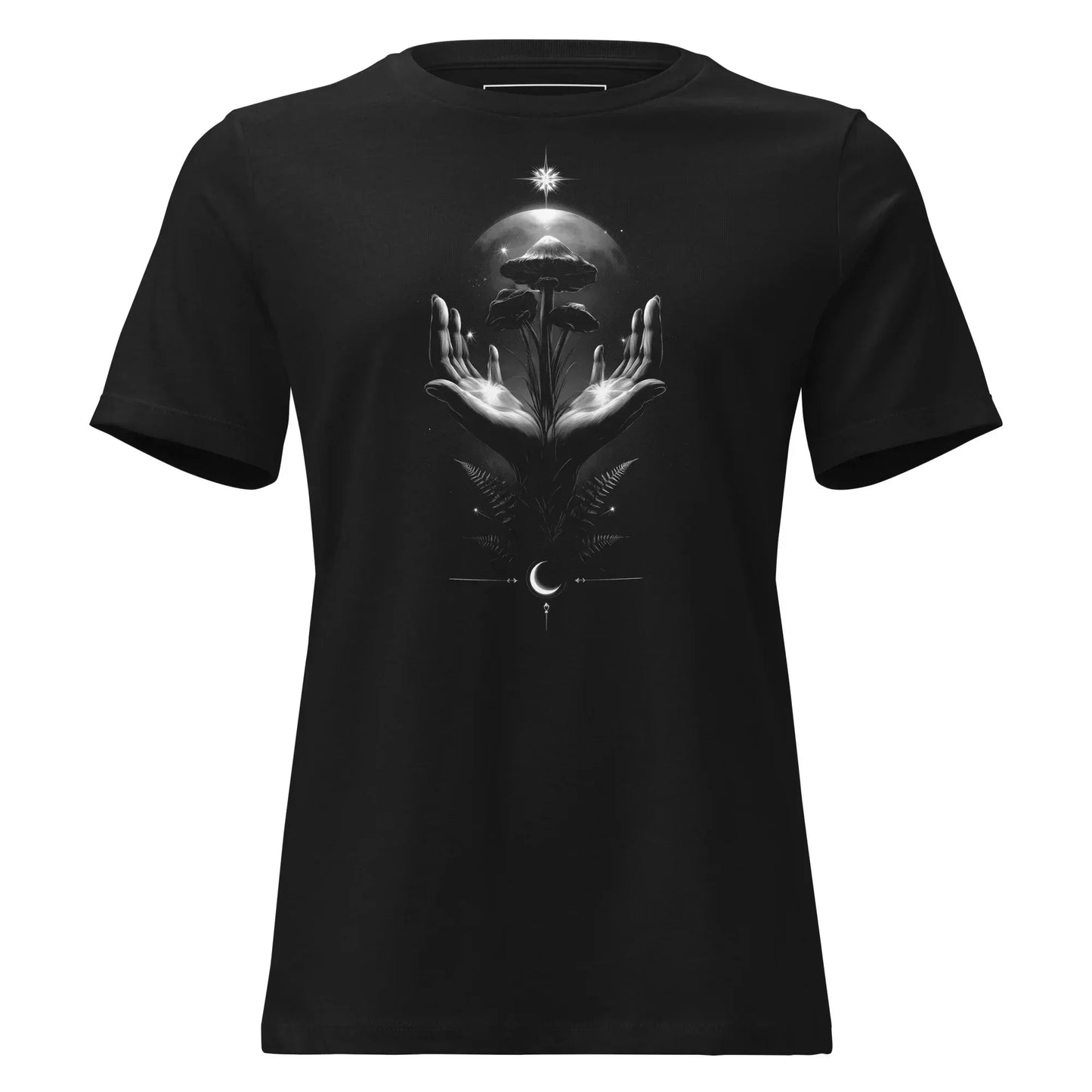 Moonlit Mycelium Ritual T-Shirt – Gothic Design for Dark Fashion - darkelegance