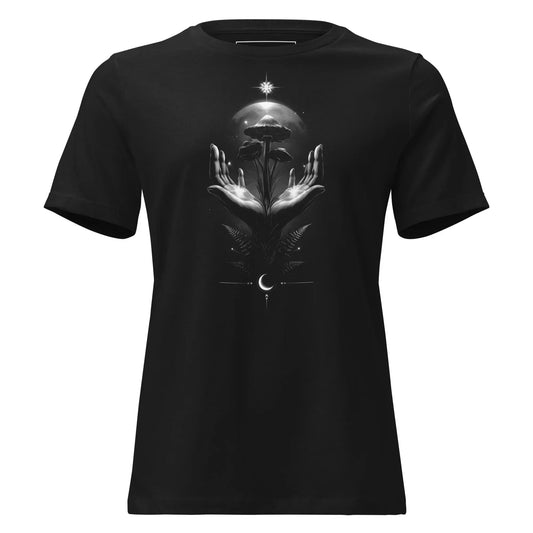 Moonlit Mycelium Ritual T-Shirt – Gothic Design for Dark Fashion - darkelegance