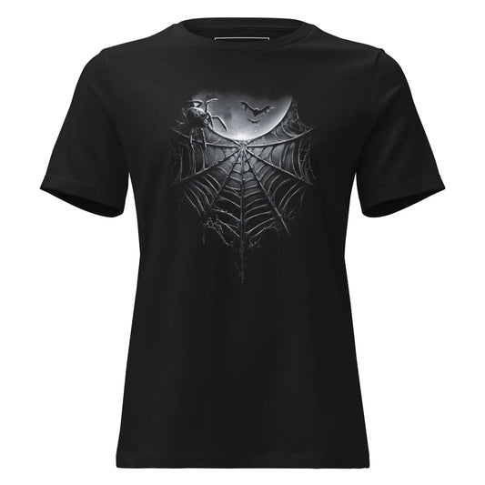 Moonweb Widow T-Shirt – Gothic Design for Dark Fashion - darkelegance