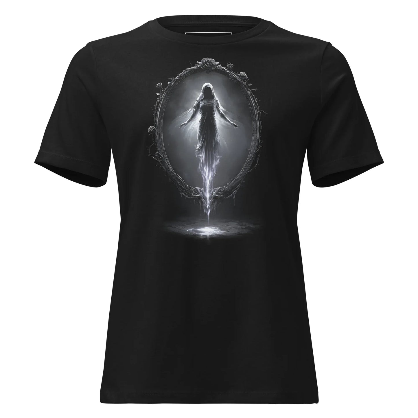 Veiled Mirror Specter T-Shirt – Gothic Design for Dark Fashion - darkelegance