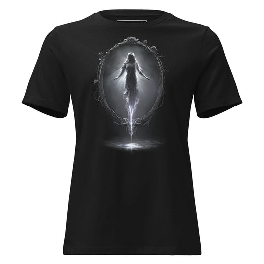 Veiled Mirror Specter T-Shirt – Gothic Design for Dark Fashion - darkelegance